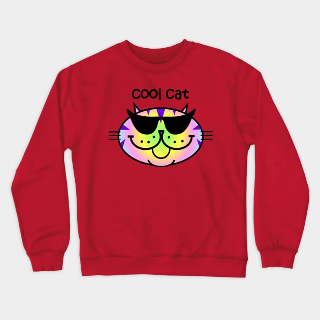 Cool Cat 2 - Rainbow Tabby Crewneck Sweatshirt by RawSunArt